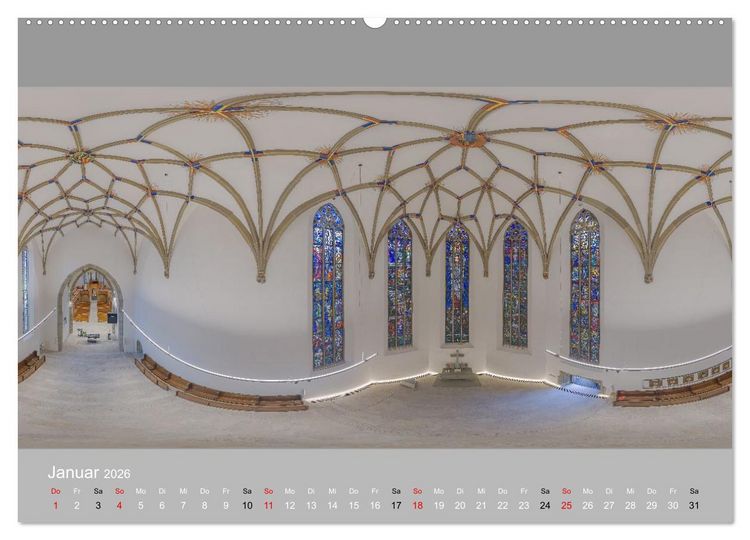 Produktbild: Backnang - Panoramablicke in die Stiftskirche (Wandkalender 2026 DIN A2 quer), CALVENDO Monatskalender