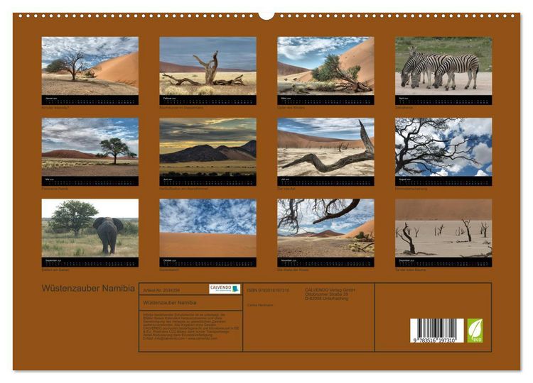 Produktbild: W&uuml;stenzauber Namibia (hochwertiger Premium Wandkalender 2026 DIN A2 quer), Kunstdruck in Hochglanz
