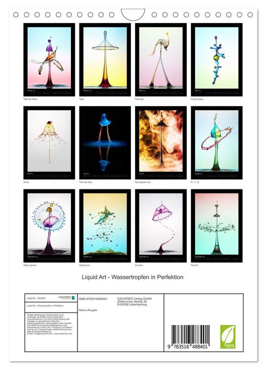 Produktbild: Liquid Art - Wassertropfen in Perfektion (Wandkalender 2026 DIN A4 hoch), CALVENDO Monatskalender