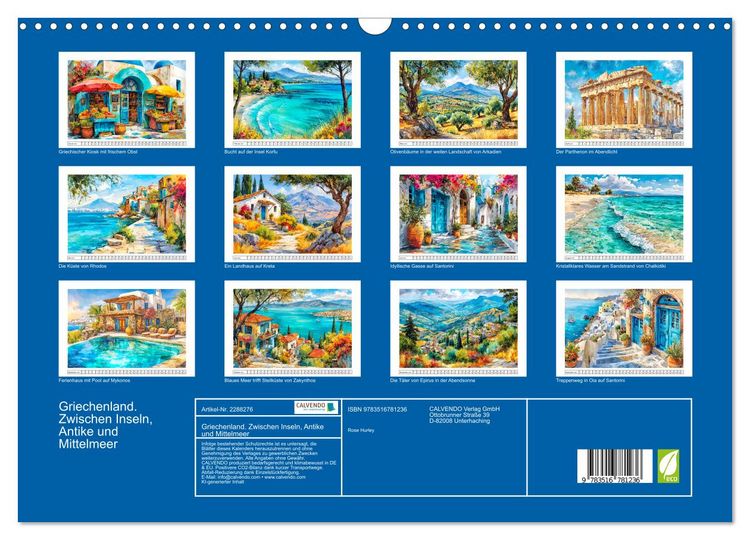 Produktbild: Griechenland. Zwischen Inseln, Antike und Mittelmeer (Wandkalender 2027 DIN A3 quer), CALVENDO Monatskalender