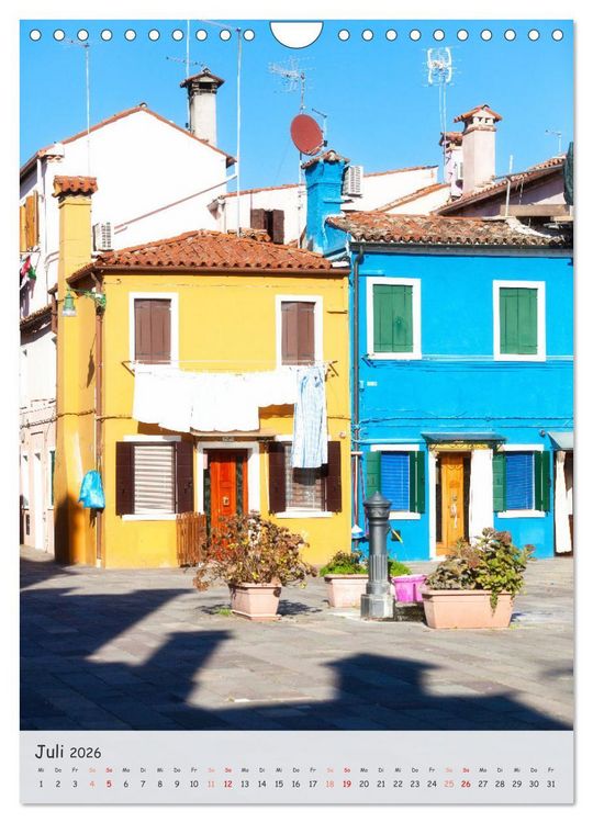 Produktbild: Venedig und Burano, Stadt am Wasser und Insel der bunten H&auml;user (Wandkalender 2026 DIN A4 hoch), CALVENDO Monatskalender