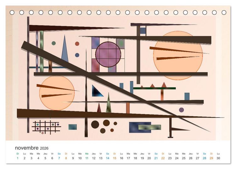 Produktbild: L'art abstrait aux mille facettes (Calendrier de bureau 2026 DIN A5 vertical), CALVENDO calendrier mensuel