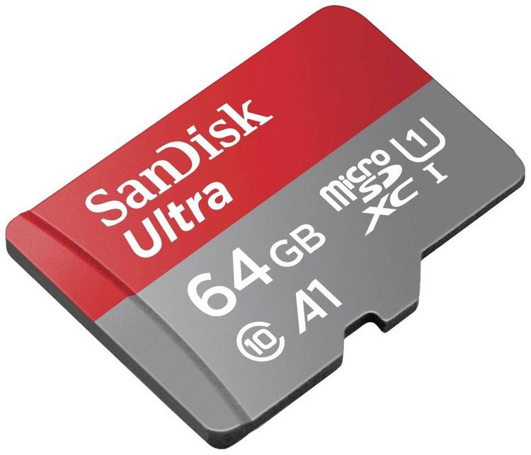 Produktbild: SanDisk microSDXC Ultra 64GB (140MB/s A1 Cl. 10 UHS-I) + Adapter "Tablet" microSDXC-Karte 64 GB A1 Application Performance Class, UHS-Class 1