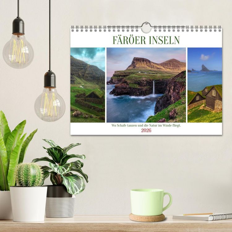 Produktbild: F&auml;r&ouml;er Inseln - Wo Schafe tanzen und die Natur im Winde fliegt (Wandkalender 2026 DIN A4 quer), CALVENDO Monatskalender