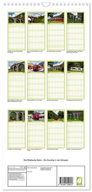 Produktbild: Familienplaner 2027 - Die Rh&auml;tische Bahn - Ein Kurztrip in die Schweiz mit 5 Spalten (Wandkalender, 21 x 45 cm) CALVENDO