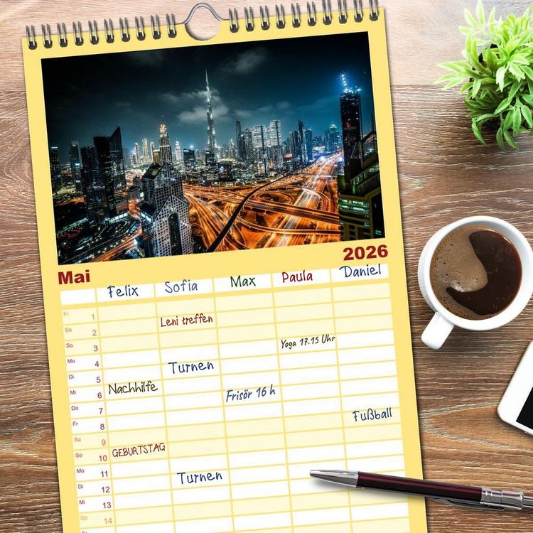 Produktbild: Familienplaner 2026 - Wundervolles Dubai mit 5 Spalten (Wandkalender, 21 x 45 cm) CALVENDO