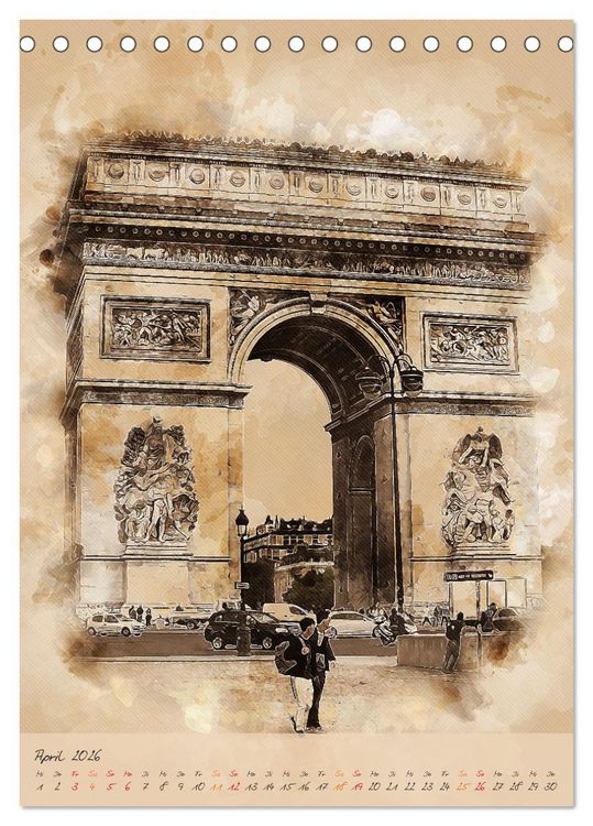 Produktbild: Paris - la Ville de l'amour (Tischkalender 2026 DIN A5 hoch), CALVENDO Monatskalender
