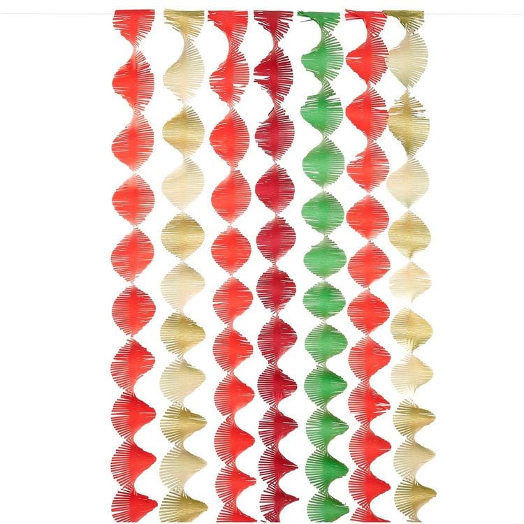 Produktbild: Krepp Girlanden, Weihnachtsmix, MIX, 7 Stk, 17,5 cm x 3 m, inkl. 2 m Kordel