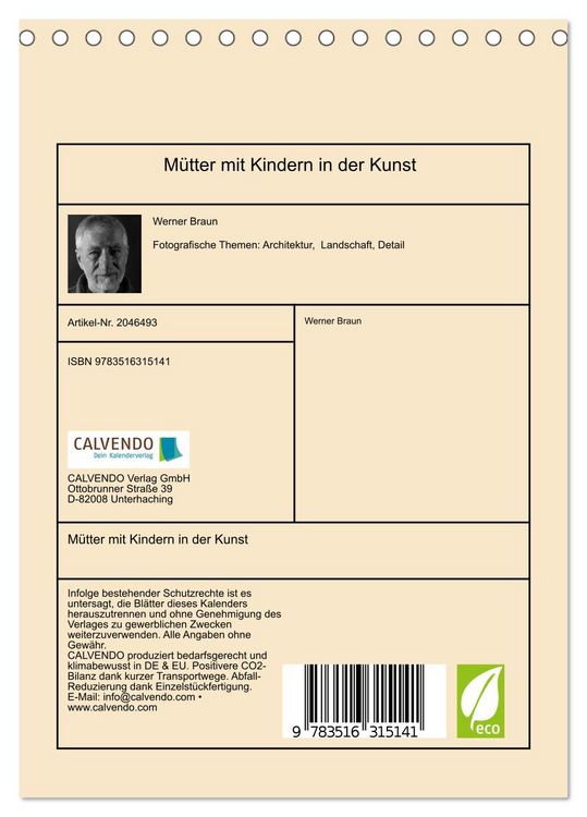 Produktbild: M&uuml;tter mit Kindern in der Kunst (Tischkalender 2026 DIN A5 hoch), CALVENDO Monatskalender
