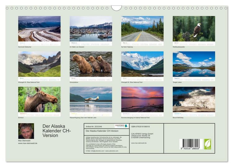 Produktbild: Der Alaska Kalender CH-Version (Wandkalender 2026 DIN A3 quer), CALVENDO Monatskalender