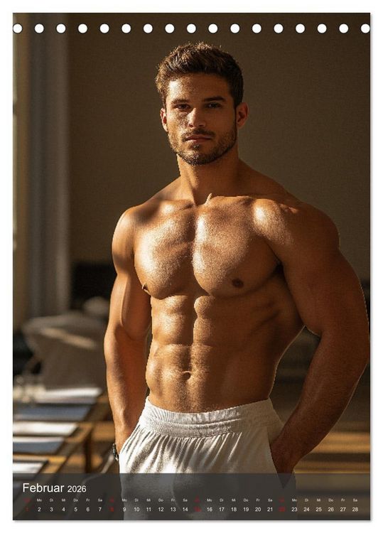 Produktbild: SEXY M&Auml;NNER - Muskeln im M&auml;nnerkalender (Tischkalender 2026 DIN A5 hoch), CALVENDO Monatskalender
