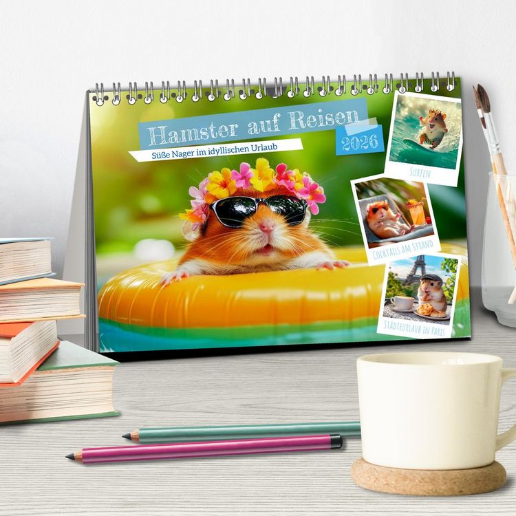 Produktbild: Hamster auf Reisen (Tischkalender 2026 DIN A5 quer), CALVENDO Monatskalender