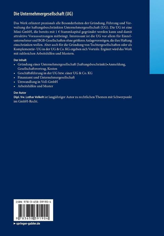 Produktbild: Die Unternehmergesellschaft (UG)