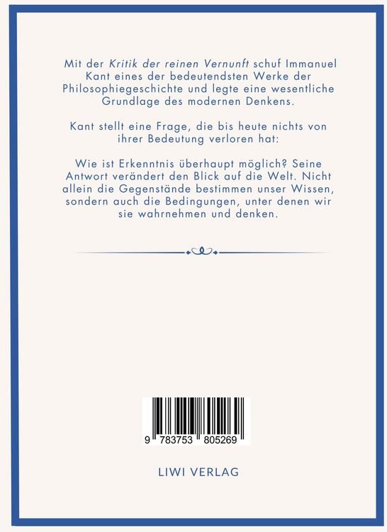 Produktbild: Immanuel Kant: Kritik der reinen Vernunft. Neuausgabe