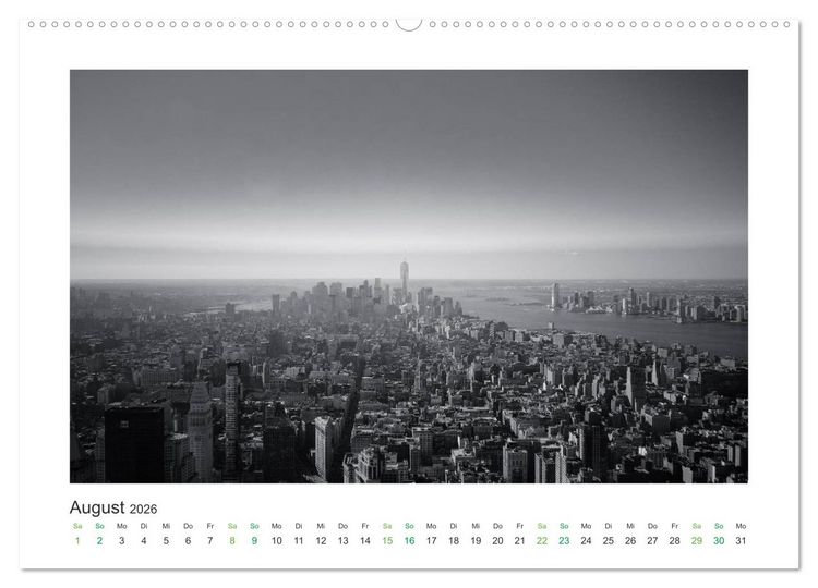 Produktbild: New York in schwarz weiss (hochwertiger Premium Wandkalender 2026 DIN A2 quer), Kunstdruck in Hochglanz