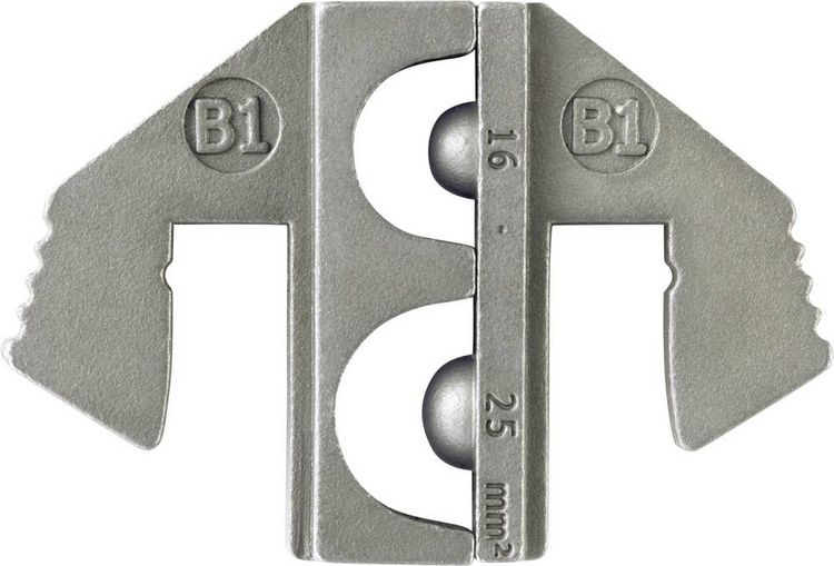 Produktbild: TOOLCRAFT PLE-0B1 Crimp-Eins&auml;tze Unisolierte Kabelschuhe Quetschbereich: 16 bis 25 mm&sup2; Passend f&uuml;r Marke (Zangen): TOOLCRAFT PZ-500