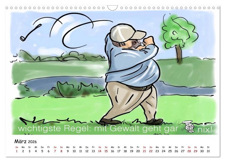Produktbild: Golfkalender f&uuml;r Anf&auml;nger und alle die Spa&szlig; am Golfen haben (Wandkalender 2026 DIN A3 quer), CALVENDO Monatskalender