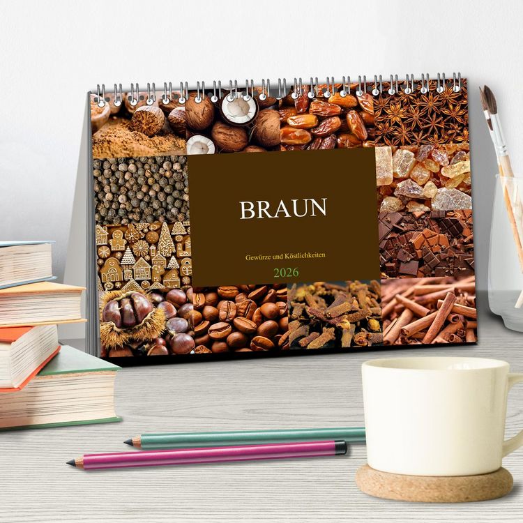 Produktbild: BRAUN - Gew&uuml;rze und K&ouml;stlichkeiten (Tischkalender 2026 DIN A5 quer), CALVENDO Monatskalender