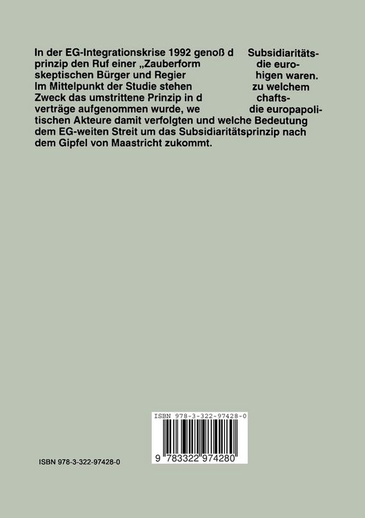 Produktbild: Subsidiarit&auml;tsprinzip und EU-Gemeinschaftsordnung