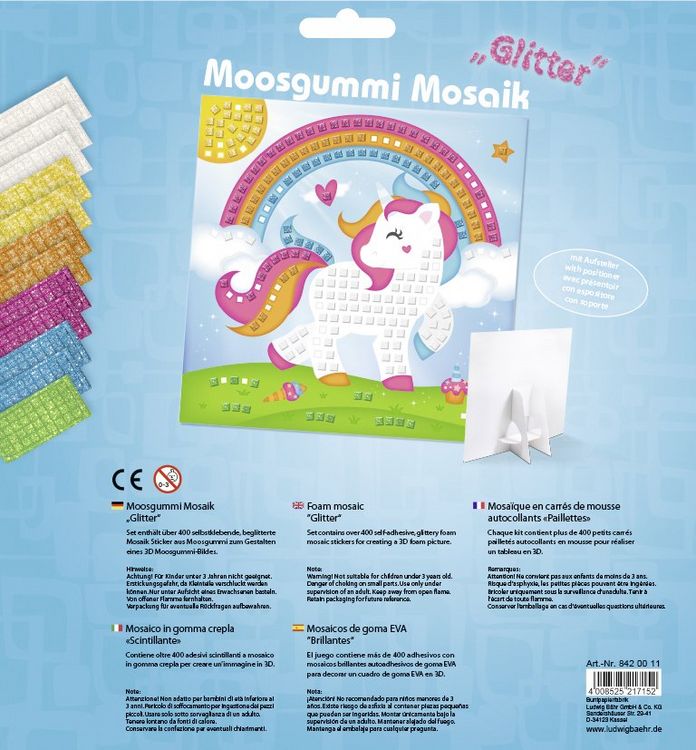 Produktbild: URSUS Moosgummi-Mosaik "Glitter - Einhorn"