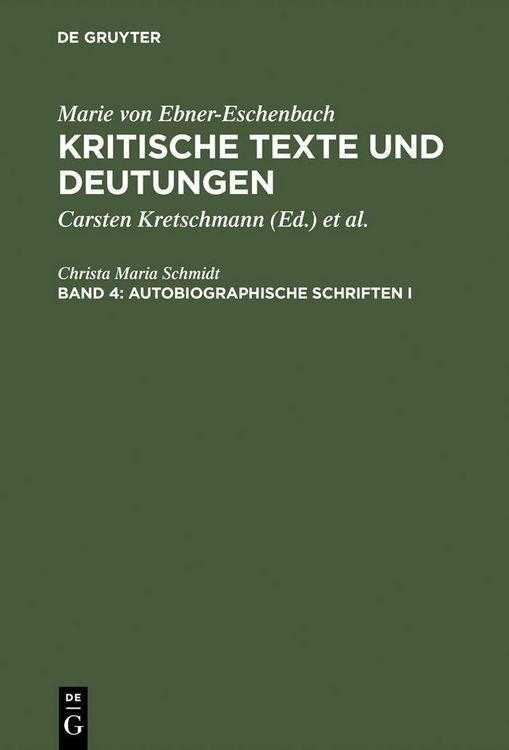 Produktbild: Autobiographische Schriften I