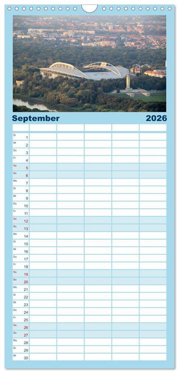 Produktbild: Familienplaner 2026 - &Uuml;ber den D&auml;chern von Leipzig mit 5 Spalten (Wandkalender, 21 x 45 cm) CALVENDO