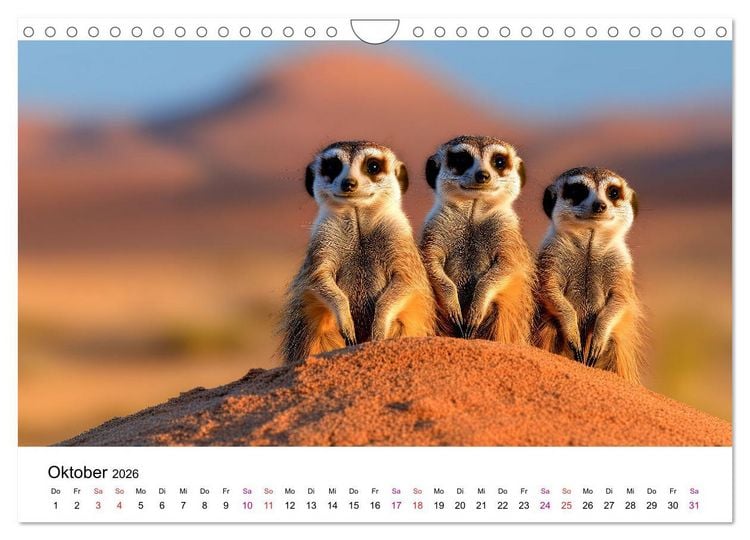 Produktbild: Erdm&auml;nnchen - coole Typen (Wandkalender 2026 DIN A4 quer), CALVENDO Monatskalender
