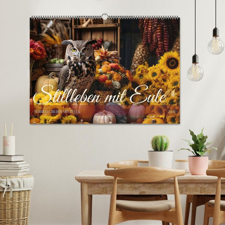 Produktbild: Stillleben mit Eule (Wandkalender 2026 DIN A2 quer), CALVENDO Monatskalender