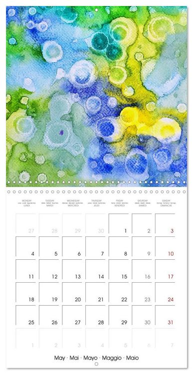 Produktbild: Emerald Waves - Watercolour experiments in green and blue (Wall Calendar 2026 12 &times; 12 Inch) CALVENDO 12 Month Wall Calendar