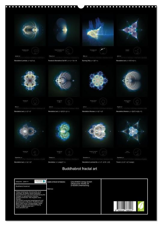 Produktbild: Buddhabrot fractal art (hochwertiger Premium Wandkalender 2027 DIN A2 hoch), Kunstdruck in Hochglanz