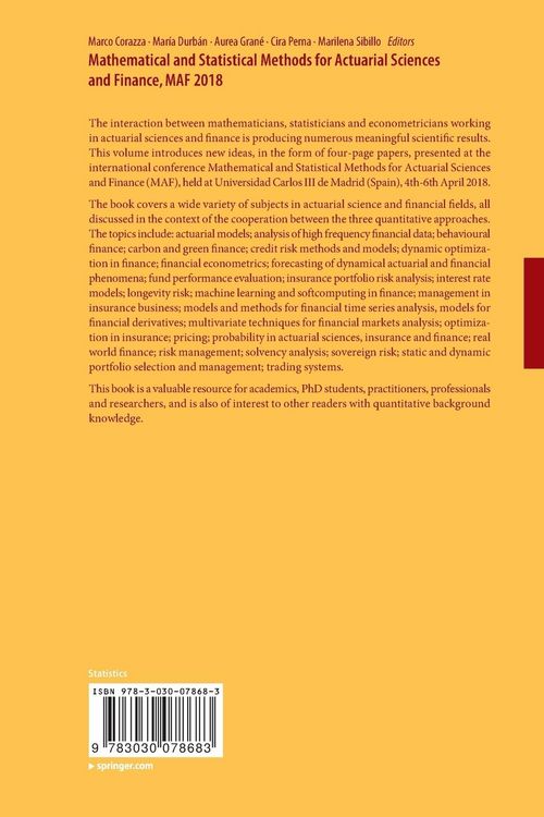 Produktbild: Mathematical and Statistical Methods for Actuarial Sciences and Finance
