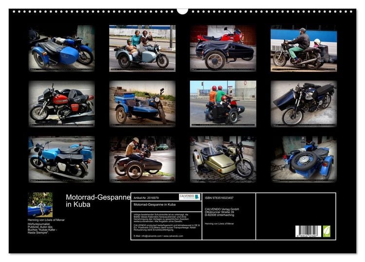 Produktbild: Motorrad-Gespanne in Kuba (Wandkalender 2026 DIN A2 quer), CALVENDO Monatskalender