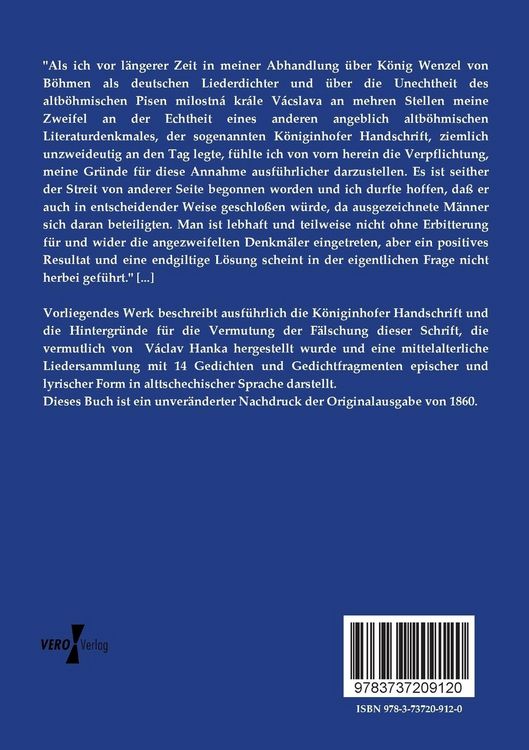 Produktbild: &Uuml;ber die K&ouml;niginhofer Handschrift