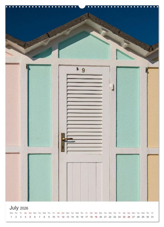 Produktbild: Rimini beach Umbrellas and cabins (High Quality Premium Wall Calendar 2026 DIN A2 portrait),CALVENDO 12 Month Wall Calendar