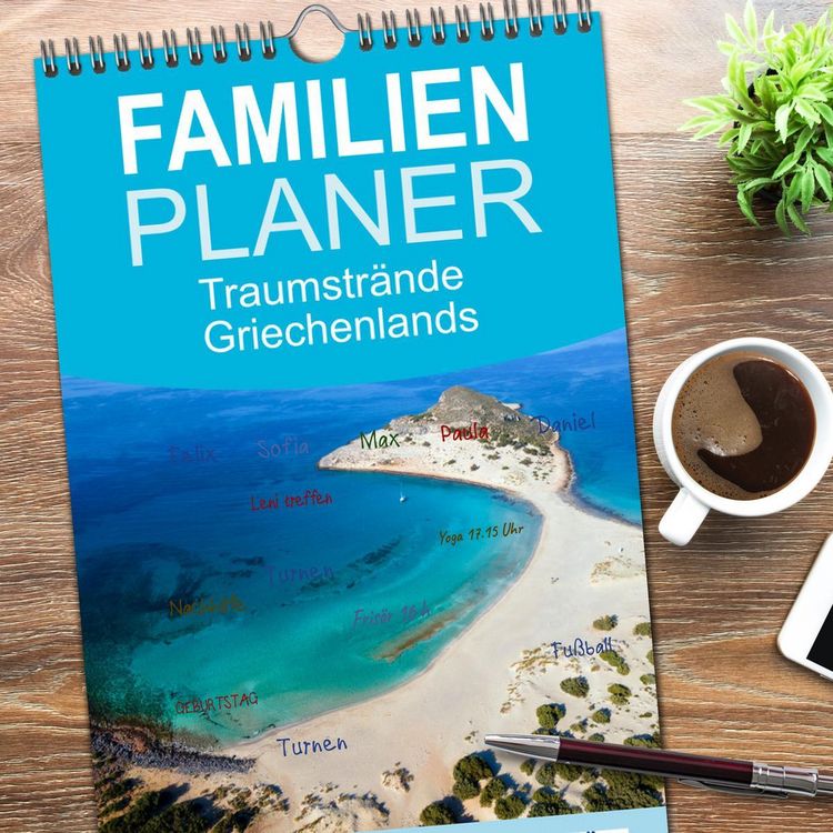 Produktbild: Familienplaner 2026 - Traumstr&auml;nde Griechenlands mit 5 Spalten (Wandkalender, 21 x 45 cm) CALVENDO
