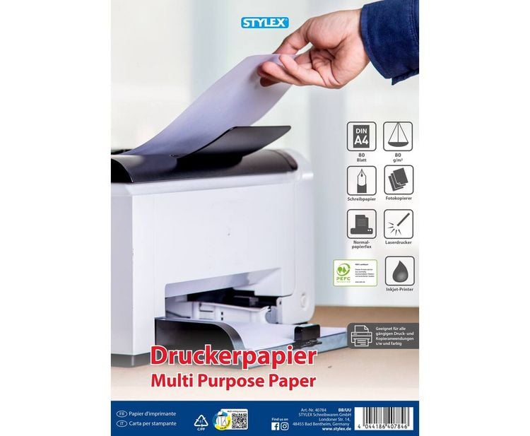 Produktbild: STYLEX Druckerpapier 80g/m&sup2; wei&szlig; DIN A4 80 Blatt