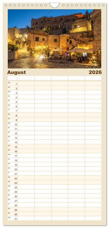 Produktbild: Familienplaner 2026 - Italiens Welterbe Matera mit 5 Spalten (Wandkalender, 21 x 45 cm) CALVENDO