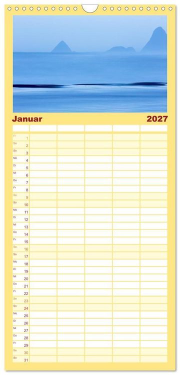 Produktbild: Familienplaner 2027 - Neuseeland - ein Naturparadies mit 5 Spalten (Wandkalender, 21 x 45 cm) CALVENDO
