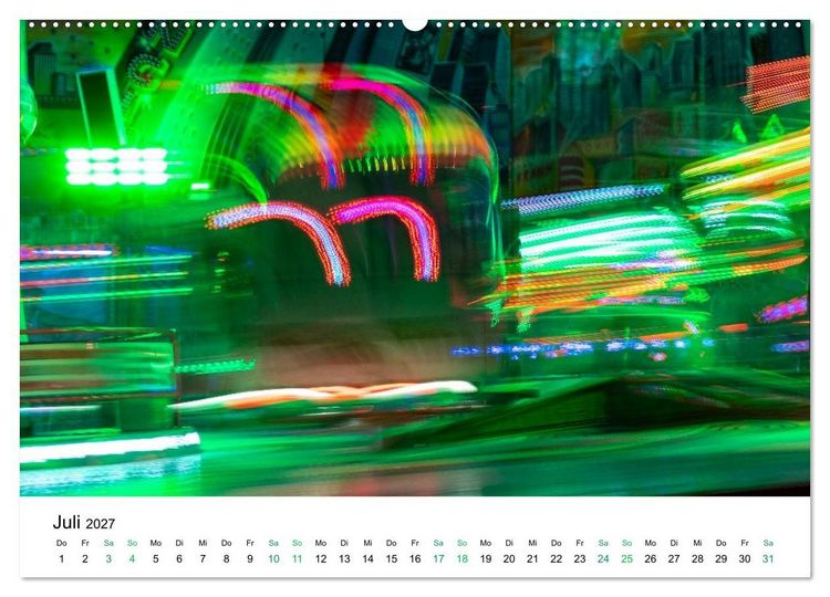 Produktbild: Lichter des Jahrmarkts in Langzeitbelichtung (hochwertiger Premium Wandkalender 2027 DIN A2 quer), Kunstdruck in Hochglanz