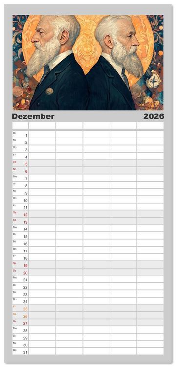 Produktbild: Familienplaner 2026 - Im Stil des Art Nouveau mit 5 Spalten (Wandkalender, 21 x 45 cm) CALVENDO