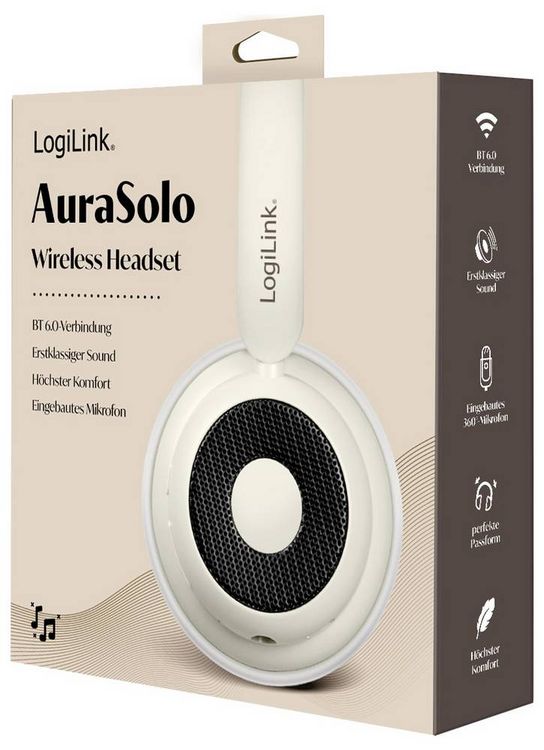 Produktbild: LogiLink BT0072S Over Ear Kopfh&ouml;rer Bluetooth&reg; Creme