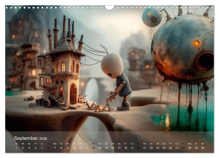 Produktbild: Die Melancholie der kleinen Roboter (Wandkalender 2026 DIN A3 quer), CALVENDO Monatskalender