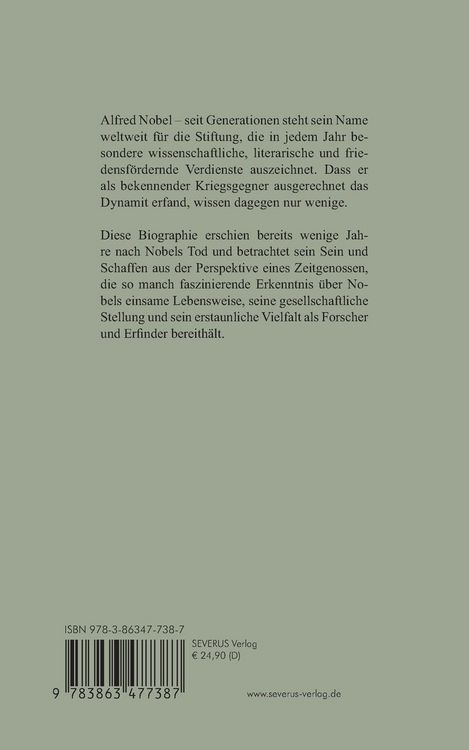 Produktbild: Alfred Nobel. Der Erfinder des Dynamits und Gr&uuml;nder der Nobelstiftung. Biographie