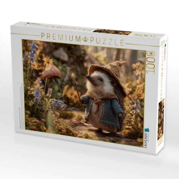 Produktbild: CALVENDO Puzzle Magischer Igel mit Zauberstab im Wald | 1000 Teile Lege-Gr&ouml;&szlig;e 64x48cm Foto-Puzzle f&uuml;r gl&uuml;ckliche Stunden
