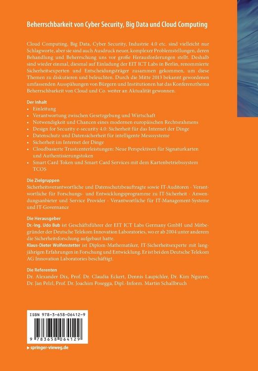 Produktbild: Beherrschbarkeit von Cyber Security, Big Data und Cloud Computing
