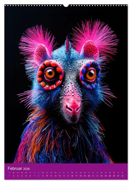 Produktbild: Neon-Evolution - Fluoreszierende Fantasietiere der KI-Welt (hochwertiger Premium Wandkalender 2026 DIN A2 hoch), Kunstdruck in Hochglanz