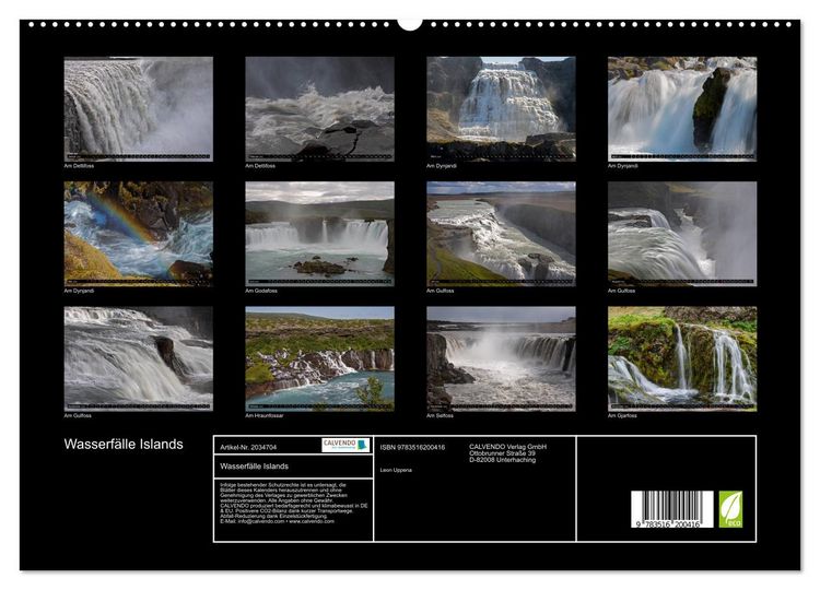 Produktbild: Wasserf&auml;lle Islands (hochwertiger Premium Wandkalender 2026 DIN A2 quer), Kunstdruck in Hochglanz