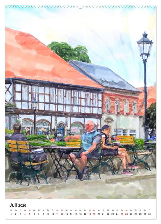 Produktbild: Tangerm&uuml;nde - Illustrationen der Stadt an der Elbe (Wandkalender 2026 DIN A2 hoch), CALVENDO Monatskalender