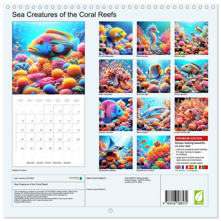 Produktbild: Sea Creatures of the Coral Reefs (Wall Calendar 2026 12 &times; 12 Inch) CALVENDO 12 Month Wall Calendar