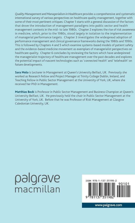 Produktbild: Quality Management and Managerialism in Healthcare